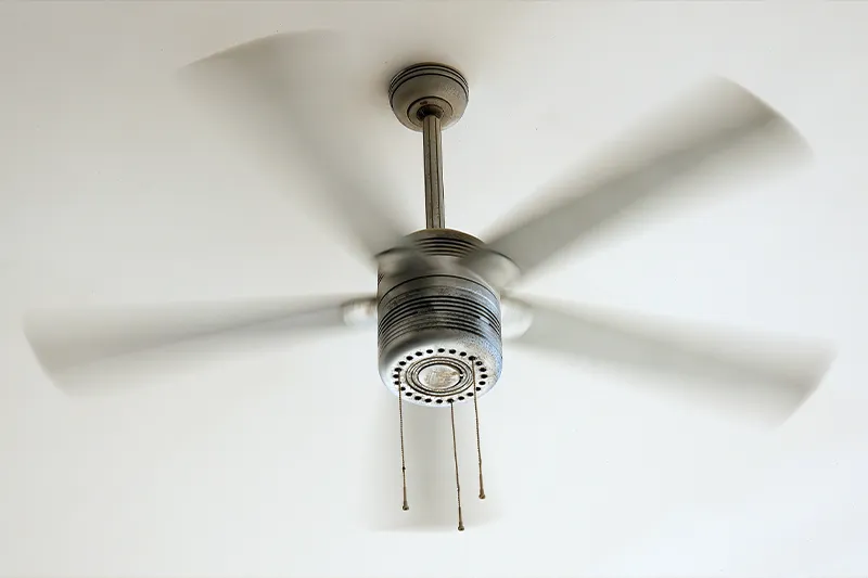 Ceiling fan in a modern living room