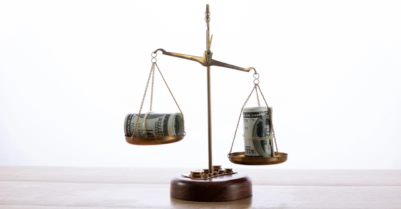 Cash balances on both sides of a scale