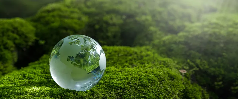 Globe symbolizing environmental friendliness and energy savings